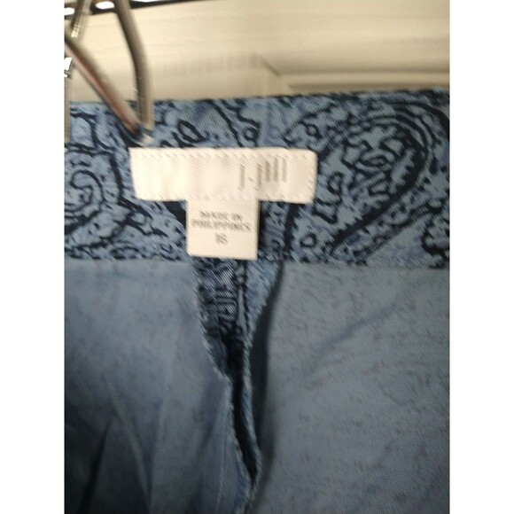 J. Jill Woman 16 Blue Paisley Chino Ankle Flat Front Pants - Picture 8 of 11